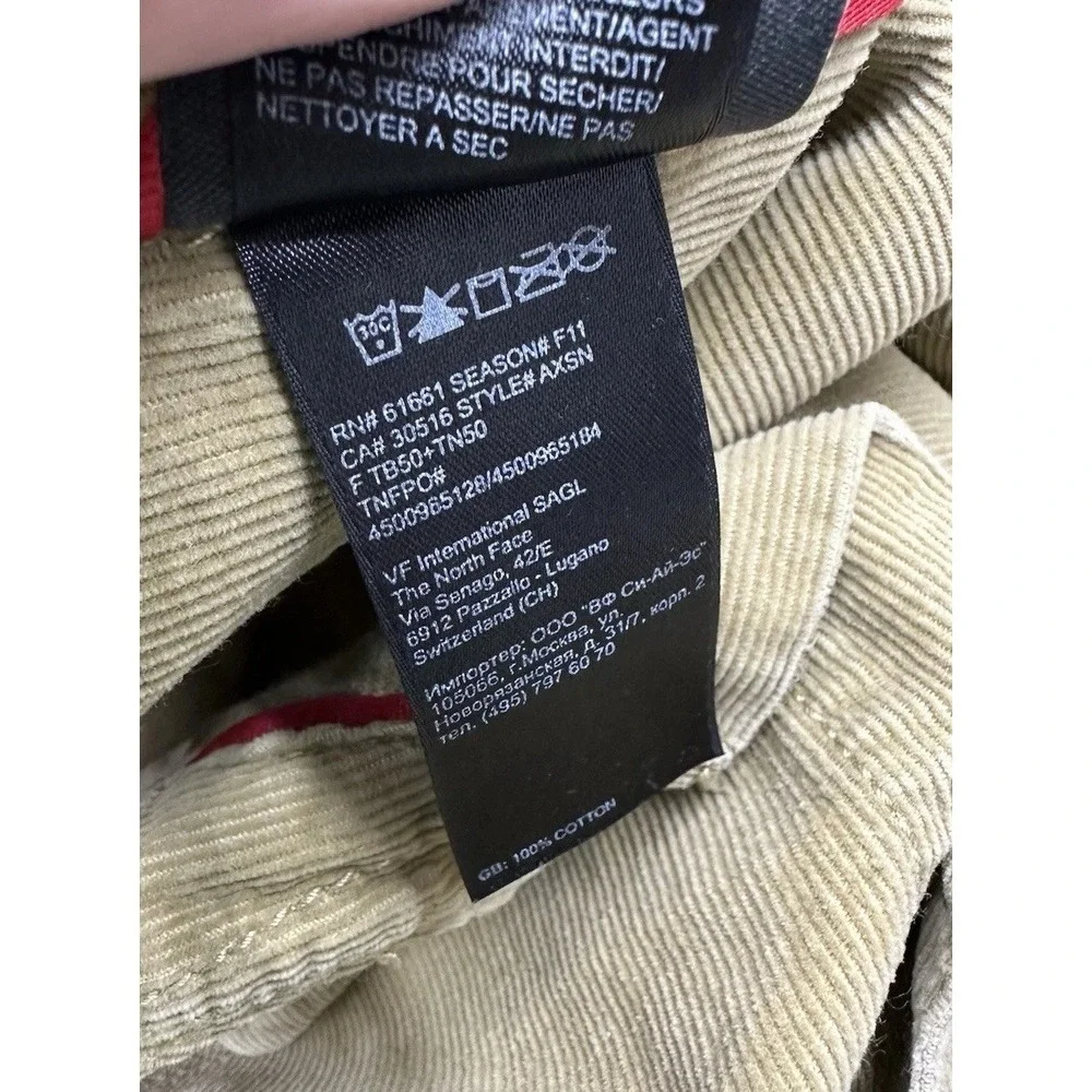 The North Face Pearl Snap Khaki Corduroy Long Sleeve / Men's XL CROPPED